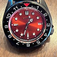 Seiko Mod - SKX 007 cassa brunita - finiture rosse