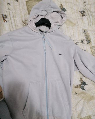 Felpa originale Nike L cappuccio cerniera azzurra