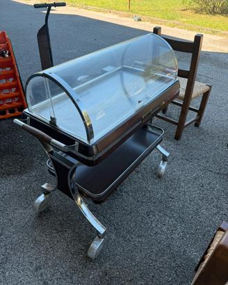 Carrello per dolci e formaggi in legno e acciaio