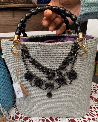 Borsa bauletto in cotone fatta a mano