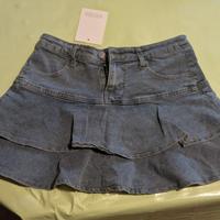 Gonna a balze in jeans nuova con cartellino