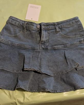 Gonna a balze in jeans nuova con cartellino