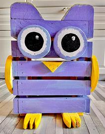Fioriera a forma di gufo in legno fatta a mano🦉🌸