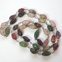 Antica Collana pietre colorate gabbie in metallo