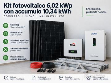 Kit fotovoltaico 6kW + accumulo 10kWh completo