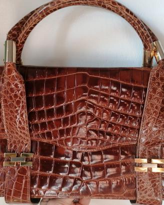 Vintage anni 60' borsa coccodrillo marrone