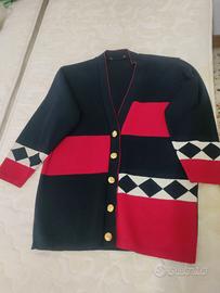 cardigan blu e rosso