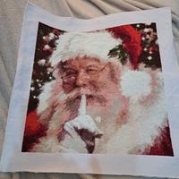 quadro tela ricamata a punto croce  babbo Natale