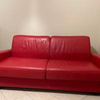 Divano in Pelle Rosso 3 posti