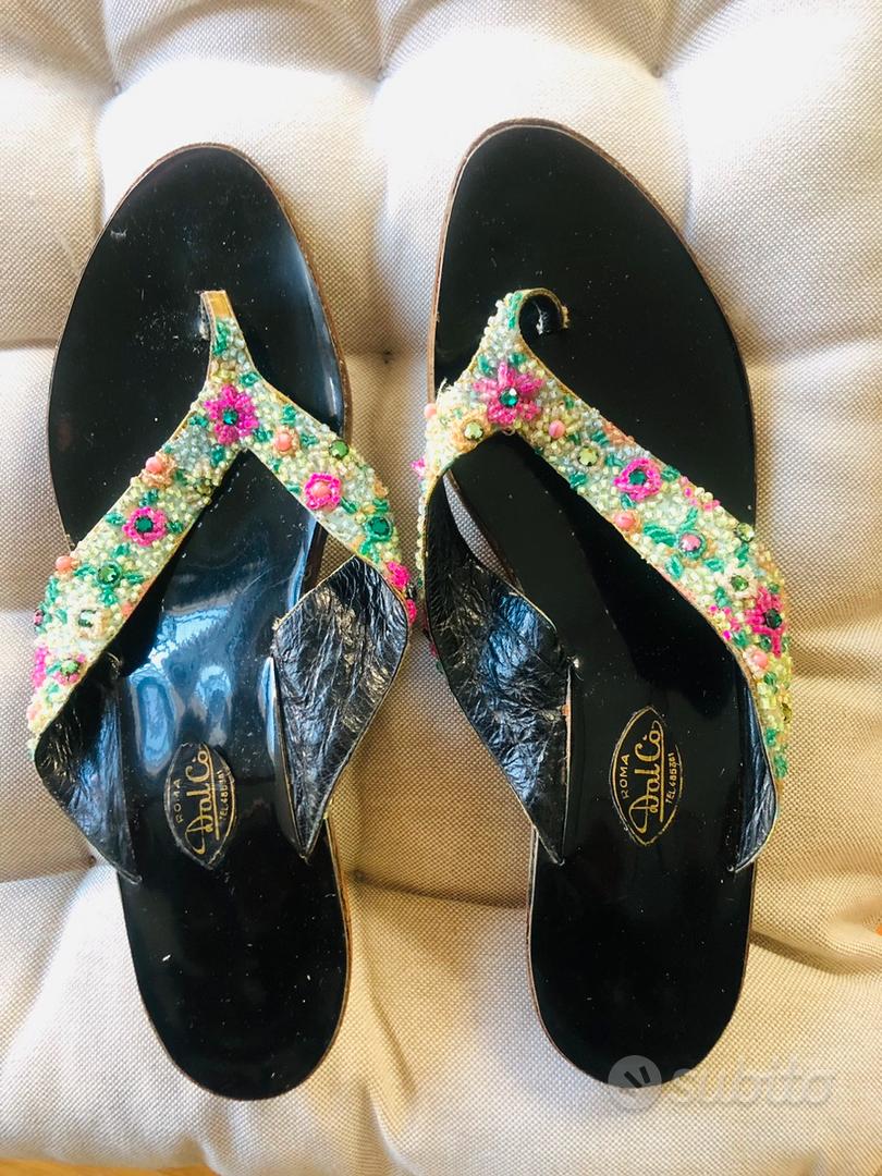 infradito eieganti in perline DAL CO' anni 70' Abbigliamento e