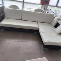 Ribasso - divano penisola con struttura in bamboo