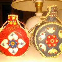 2 fiaschette tirolesi in pelle, per liquore