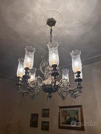 Lampadario vintage a 8 luci - stile Impero/Liberty