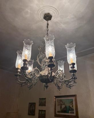 Lampadario vintage a 8 luci - stile Impero/Liberty