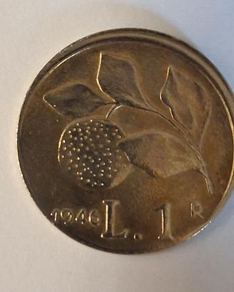 FAC SIMILE 1 UNA LIRA ARANCIA ANNO 1946 REP.ITA