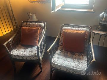 Splendido set vimini: 2 Poltrone, 1 sofa, 1 tavolo