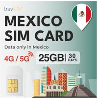 SIM Messico | 30 Giorni - 25GB di dati |5G/4G
