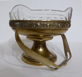CENTROTAVOLA IN OTTONE E VETRO VINTAGE ANNI '50