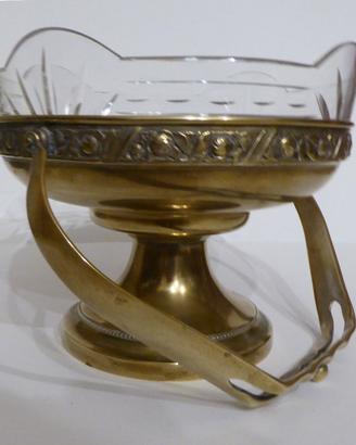 CENTROTAVOLA IN OTTONE E VETRO VINTAGE ANNI '50