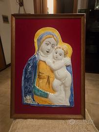 Targa devozionale maiolica policroma Fernando Rava