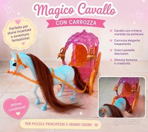 cavallo con carrozza per bambole 