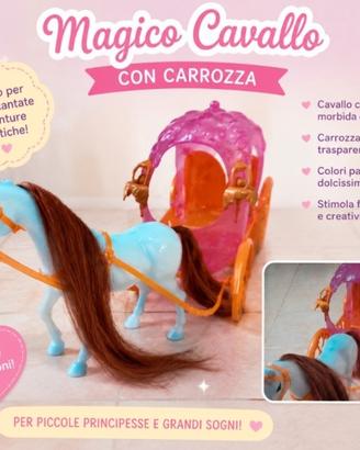 cavallo con carrozza per bambole 