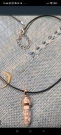 collana con pendente quarzo burattato esagonale 