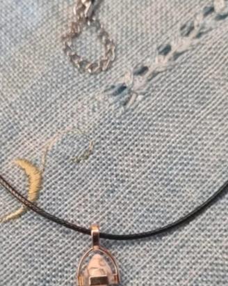 collana con pendente quarzo burattato esagonale 