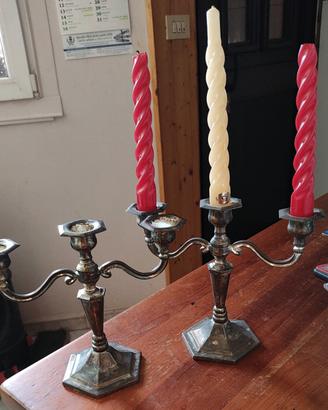 coppia di candelabri vintage a tre fiamme imin 