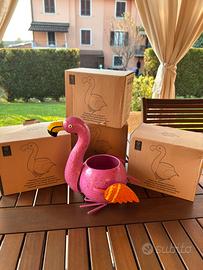 4 Vasi in latta "Flamingo"