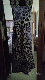 Abitino Lungo Animalier Nero Viola con Strass - Do