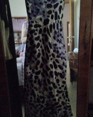 Abitino Lungo Animalier Nero Viola con Strass - Do