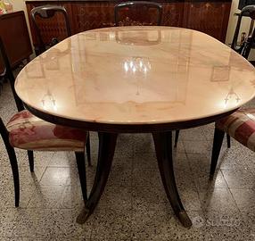 Tavolo in onice fine anni 50 con 6 sedie