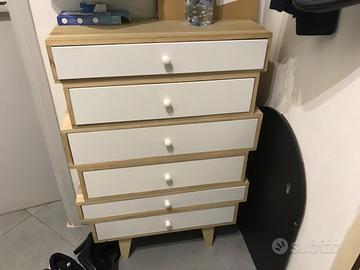 mobile con cassetti legno bianco