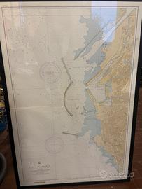 Grande carta nautica del porto di Livorno del 1949
