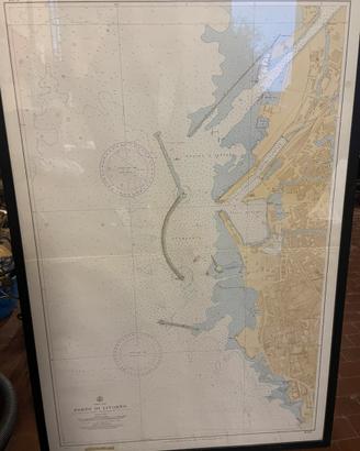 Grande carta nautica del porto di Livorno del 1949