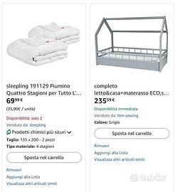letto montessoriano con materasso e accessori