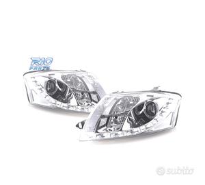 FARI AUDI TT 98-05 LUCE DIURNA A LED FONDO CROMATO