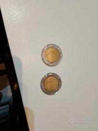 coppia moneta da 500 lire del 1985 e 1986