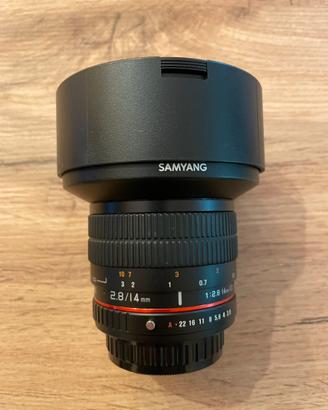 Samyang 14mm F2.8 ED AS IF UMC + filtro + holder