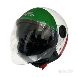 CASCO DIEFFE DOPPIA VISIERA BIANCO, ROSSO E VERDE