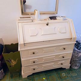 Scrittoio bianco con ribalta  stile shabby chic