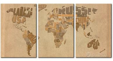 Trittico Quadri Mappamondo HD