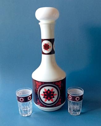 Bottiglia Arcopal + 2 bicchieri vintage anni '70
