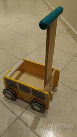 CARRELLO PORTA GIOCATTOLI IN LEGNO 
