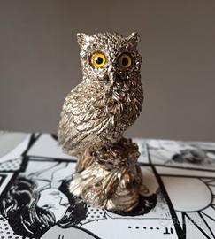 Statuetta Gufo Placcato Argento 925 Italy. Vintage