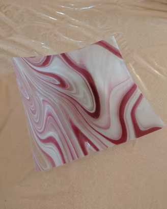 Centrotavola vetro artigianale 31x31 fatto a mano 