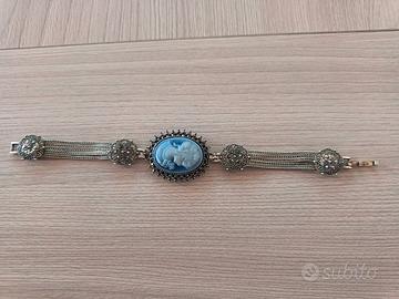 bracciale stile vintage multifilo con cammeo, cara