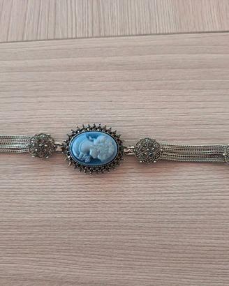 bracciale stile vintage multifilo con cammeo, cara