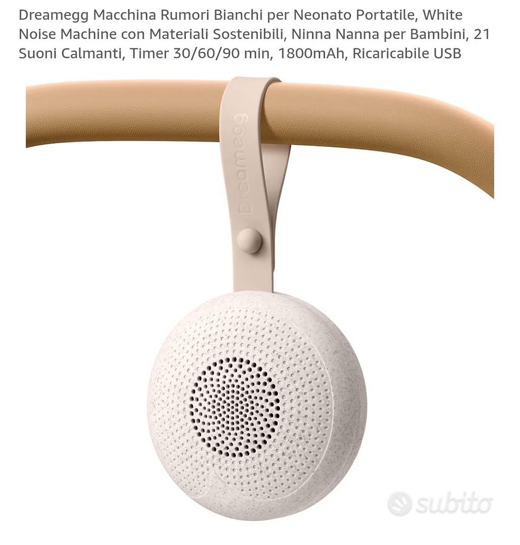 Dreamegg Macchina Rumori Bianchi Portatile Per Neonato – 21 Suoni Calmanti Tra Cui Onde E Ninna Nanna, Timer 30/60/90 Min, Batteria 1800mAh Fino A 10h, Materiali Eco-Sostenibili, Regalo Perfetto